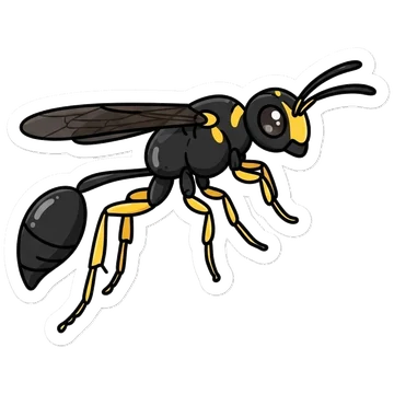 Sticker of Black and yellow mud dauber