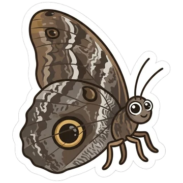 Sticker of Forest giant owl butterfly