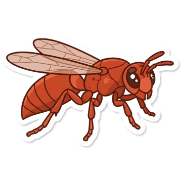 Sticker of Red paper wasp